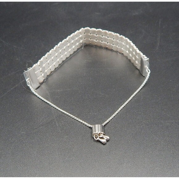 Touchstone Crystal Out and About Adjustable Silver Three Row Bracelet - Picture 2 of 5